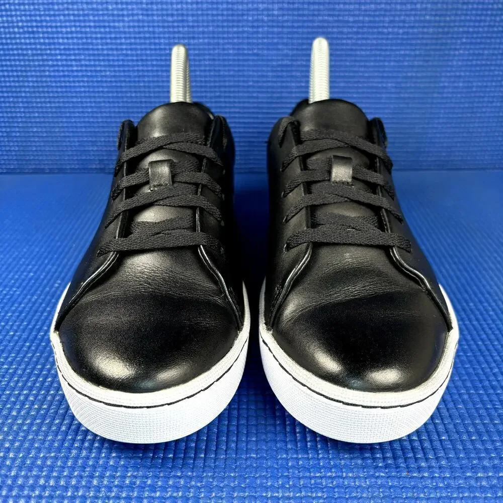 🔴 CLARKS PAWLEY SPRINGS Women`s Size 7 Black White Leather Comfort Shoes 13291